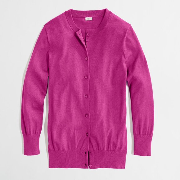 J. Crew frosted plum purple 3/4 sleeve 100% cotton Clare cardigan - Picture 1 of 12